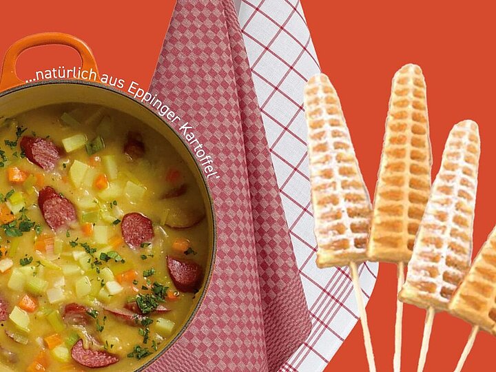 Flyer für den Waffel- und Eintopfverkauf am 05.04.25 am Raiffeisenmarkt Eppingen