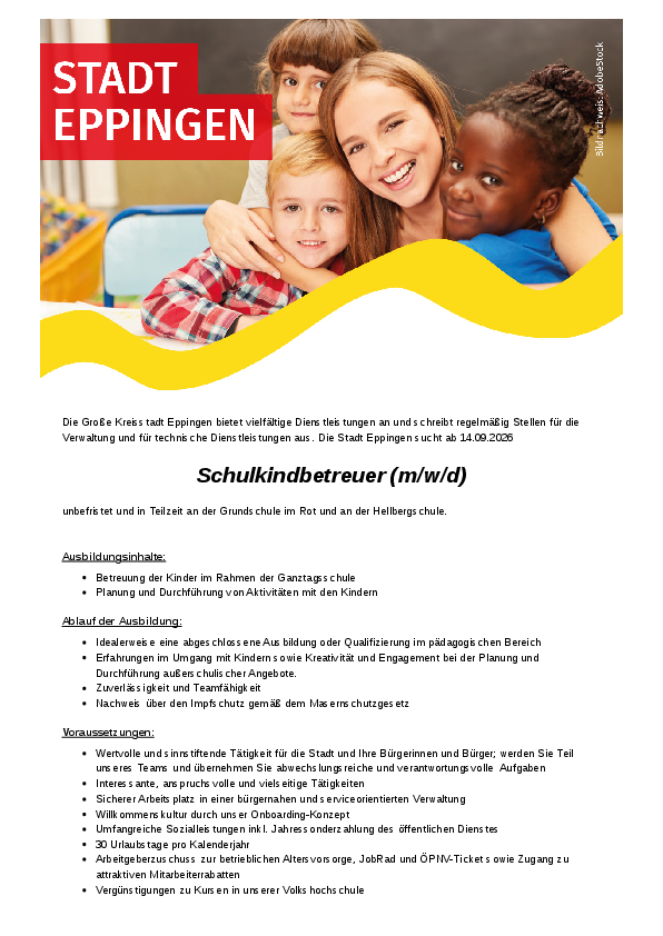 Stellenausschreibung Schulkindbetreuung